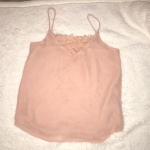 Blush lace chiffon tank top
